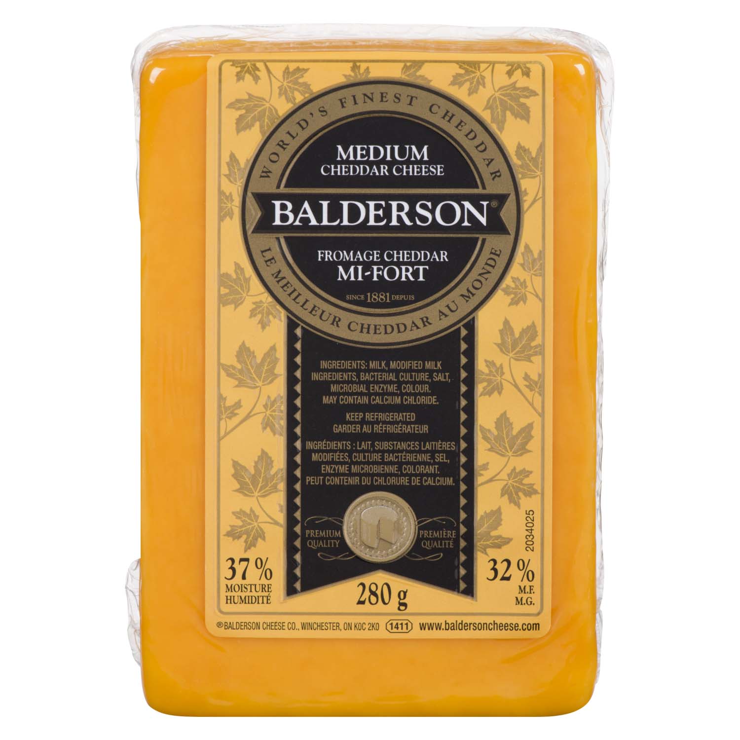 Balderson Medium Cheddar Cheese 280 g