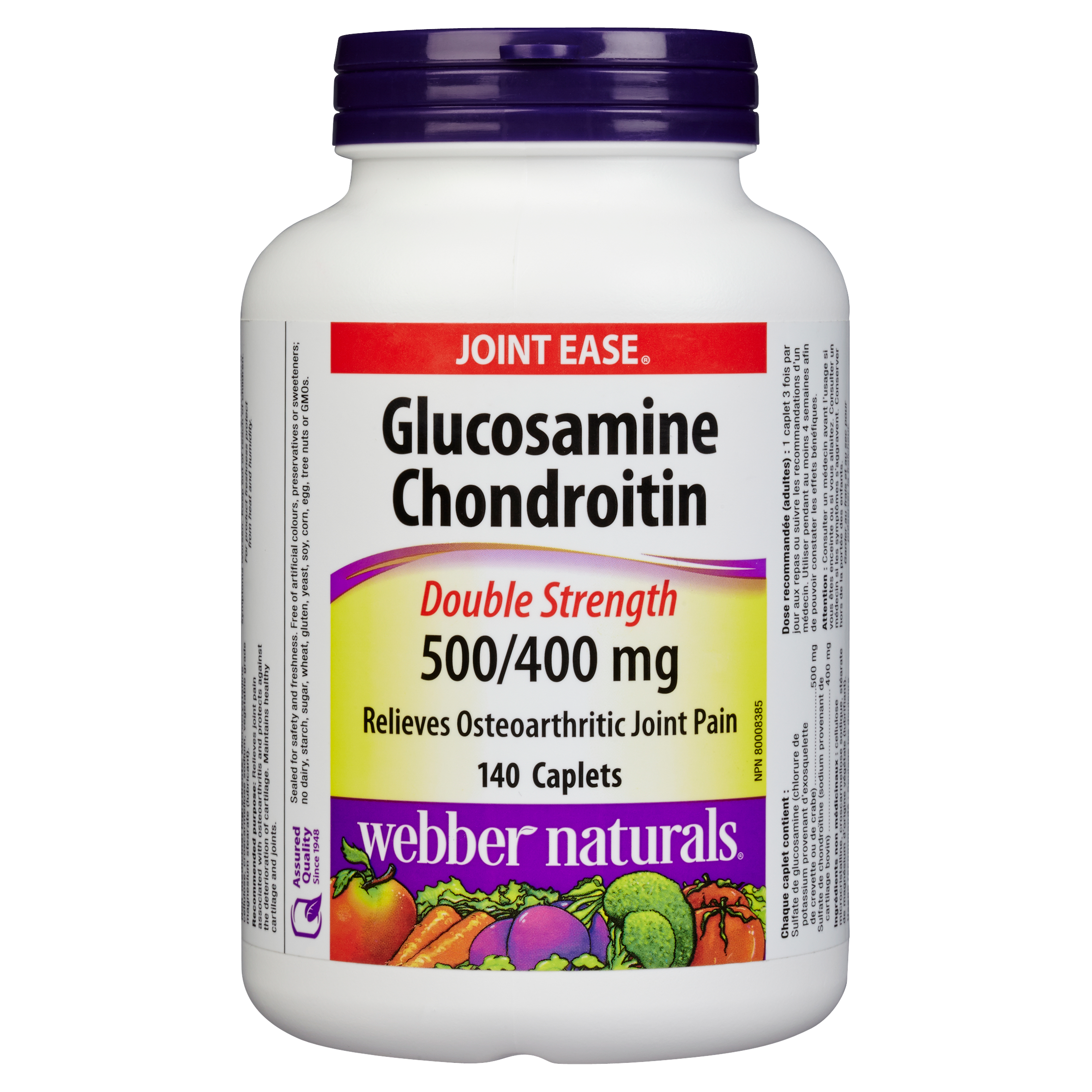 Webber Naturals Joint Ease Glucosamine Chondroitin Double Strength 500/400 mg 140 Caplets